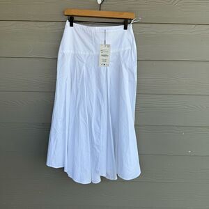 Zara NWT white 100% cotton midi skirt
